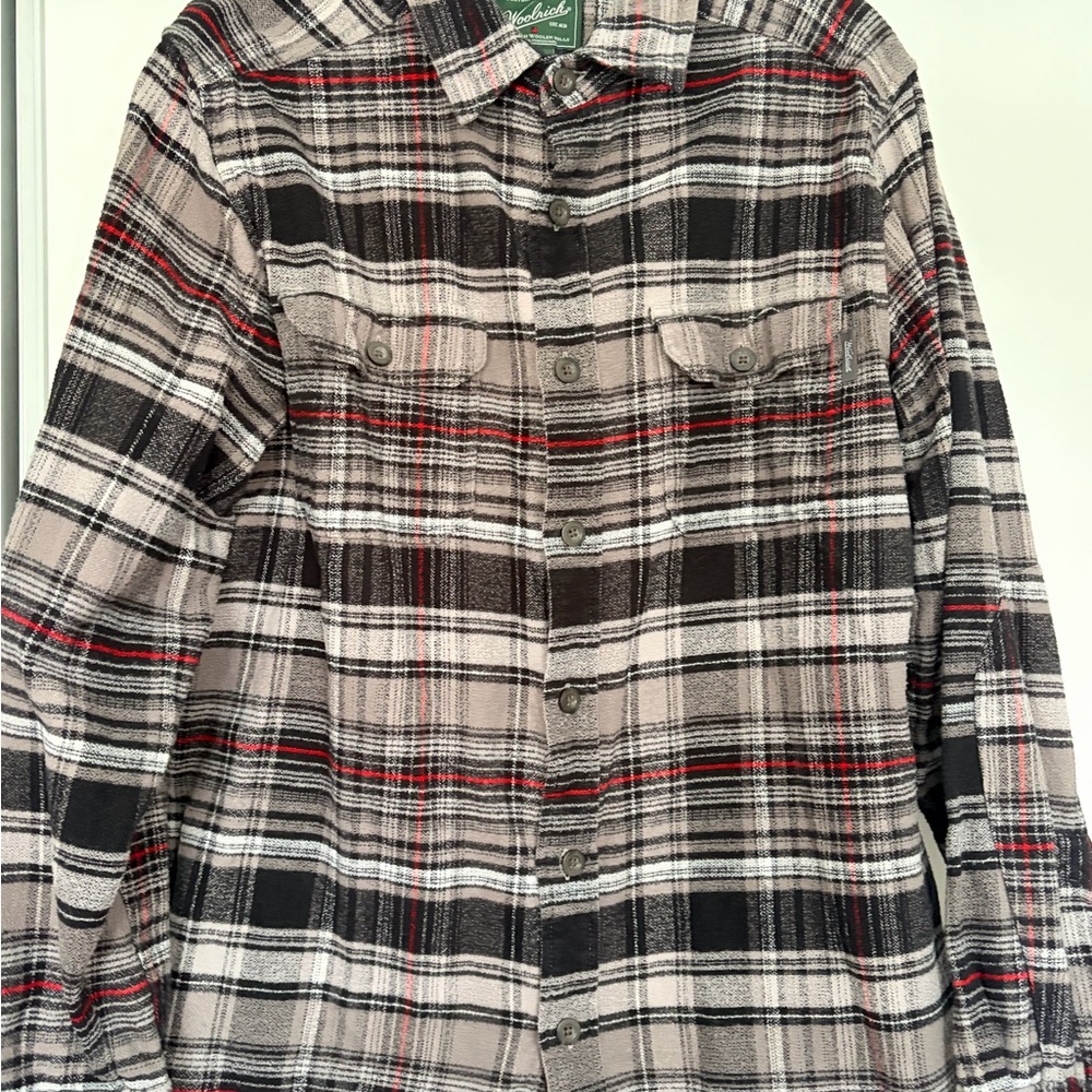 Woolrich Black and Gray Plaid Casual Shirt